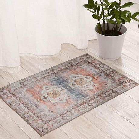 Camilla Boho Area Rug, 5'×7' Washable Oriental Accent Rug, Non-Slip Traditional Floral