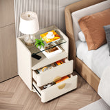 Nightstands Set of 2, Modern Night Stand with Open Tempered Glasses Storage Space,