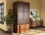 100% Solid Wood Metro 2-Door Wardrobe w/Raised Panel Doors