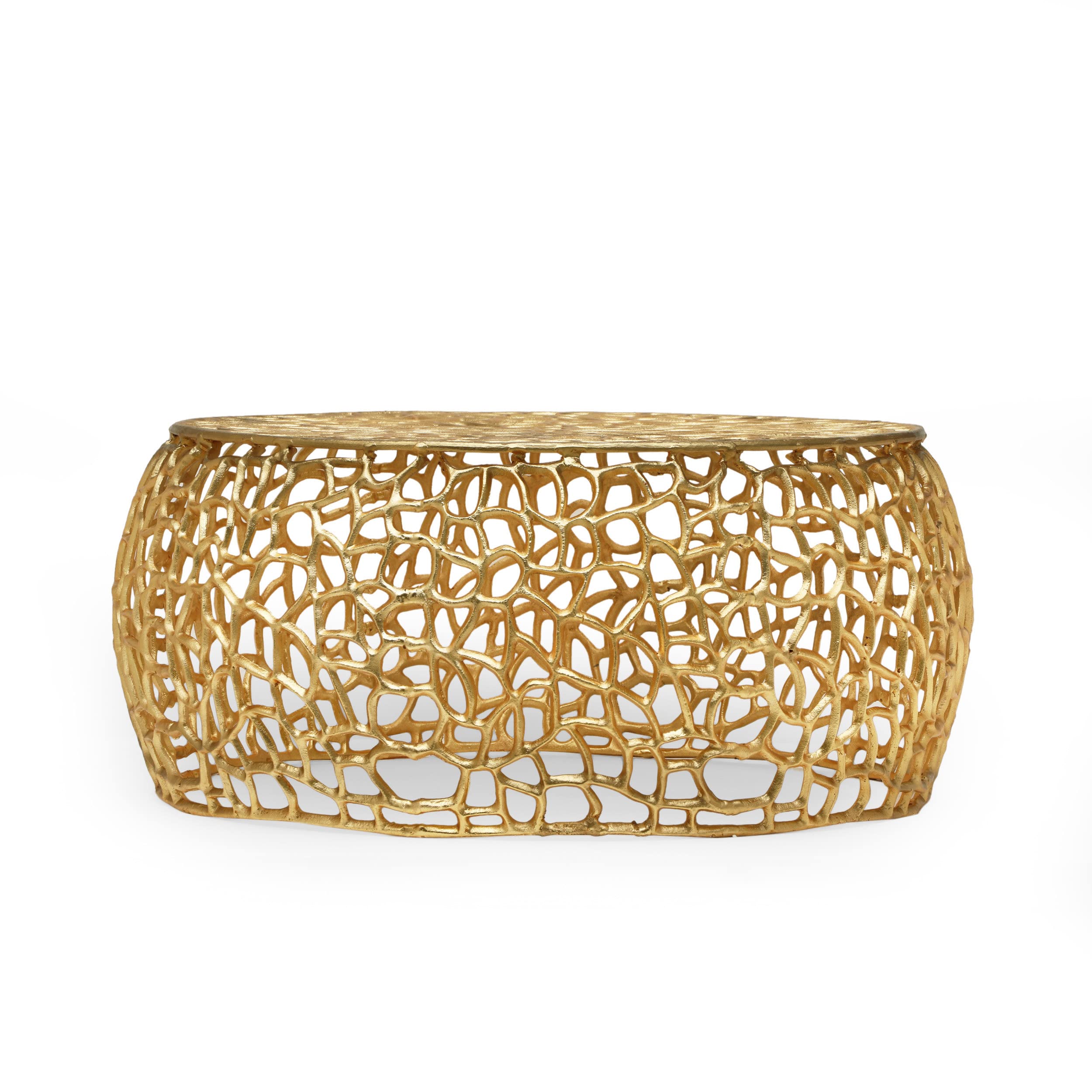 Modern Glamor Coffee Table Gold Decor Display Table Gorgeous Abstract Mesh