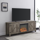 Sayer Modern Farmhouse Barn Door Fireplace Stand for TVs up to 80 Inches, 70 Inch,