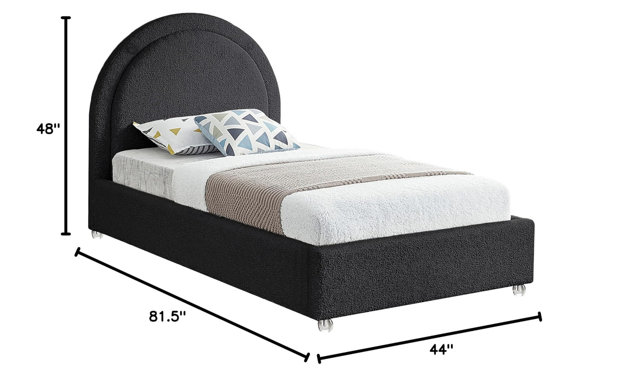 Milo Collection Modern | Contemporary Boucle Fabric Upholstered Bed Nailheads