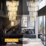 YUYI H118'' Crystal Chandeliers for Entryway,Golden 28Lights Foyer Pendant Lighting Entrwey High Ceiling Chandeliers,Luxury Tree Branches Chandelier Lighting Hanging Light for Living Room