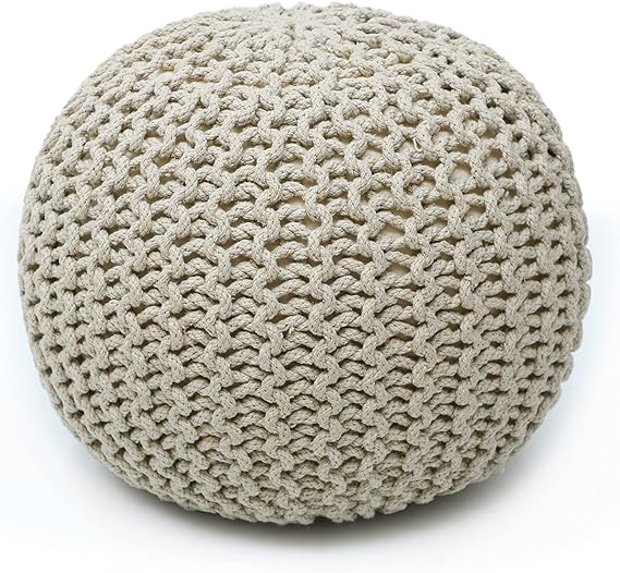 Ottoman Floor Poufs for Living Room Hand Knitted Foot Rest Comfortable