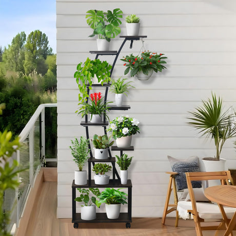 Plant Stand Indoor with Grow Lights, 9 Tiered Indoor Plant Shelf, 65" Tall Plant Stand