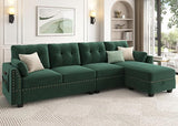 Velvet Convertible Sectional Sofa L Shaped Couch with Storage Ottoman Reversible