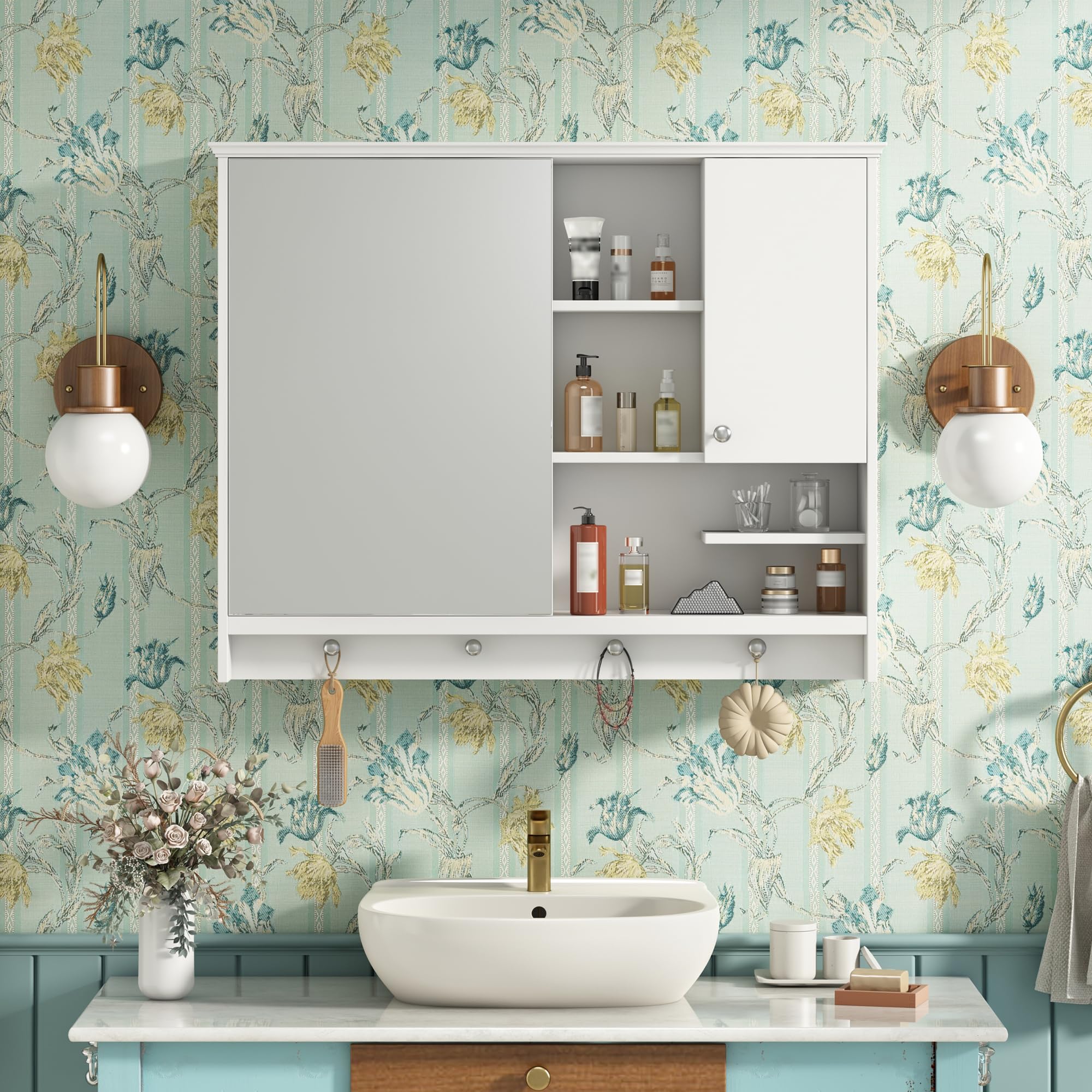 30 36 Inch Wall Mounted Medicine Cabinet, Bathroom Storage Cabinet
