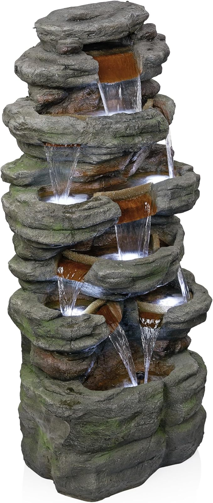 WIN1146 Outdoor Floor Cascading 8 Tiered Rock Garden Water Fountain