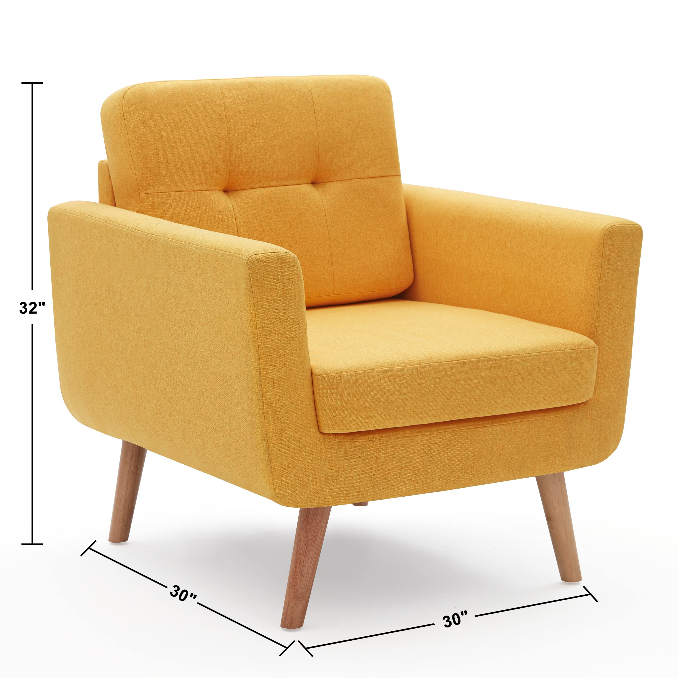 Linen Fabric Accent Chairs Set of 2, Mid Century Modern Armchair for Living Room
