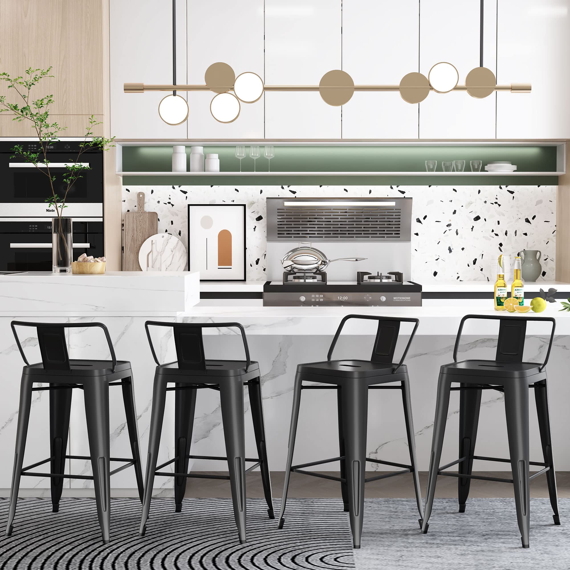 Bar Stools Set of 4 Counter Height Stools Industrial Metal Barstools