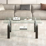 Tempered Glass Coffee Table with Metal Legs Modern Small Coffee Tables for Livingroom