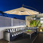 10 FT Solar Powered LED Patio Umbrella Outdoor Cantilever Umbrella, UV Protection