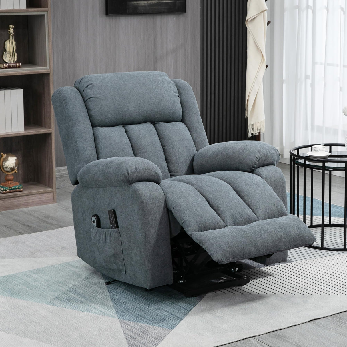 Power Lift Chair for Elderly Big and Tall with Massage, Linen Fabric Upholstered Recliner