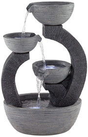 Style Outdoor Floor Water Fountain with Light LED 31 1/2" High Gray Faux Stone Cascading