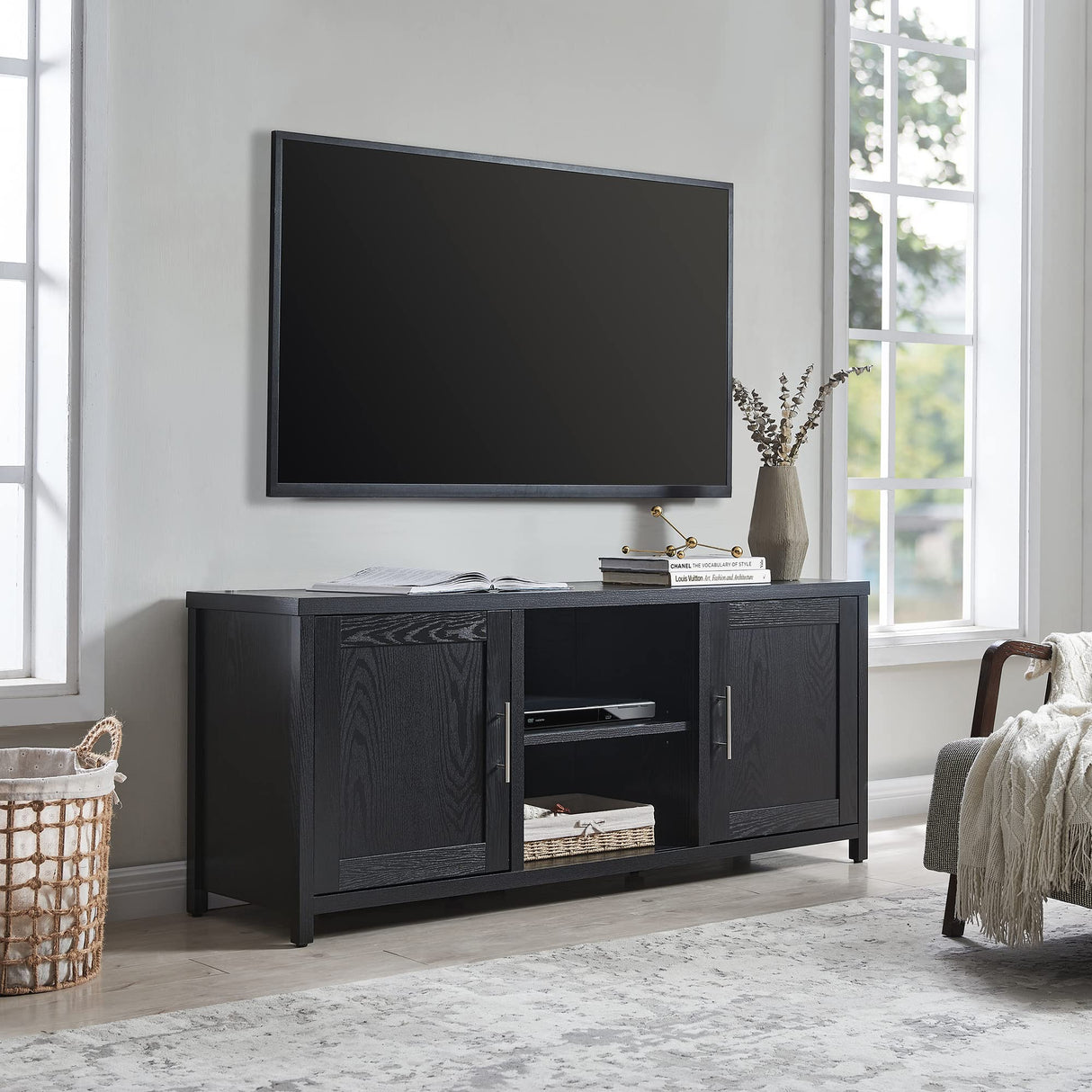 Strahm Rectangular TV Stand for TV's up to 65" in Black Grain