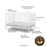 Sorelle Furniture Happy Crib 3-in-1 Convertible Crib, Made of Sustainable Beech Wood,