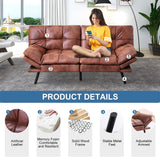 Futon Sofa Couch Bed,Convertible Adjustable Backrest Armrests Memory Foam Sofa Bed,