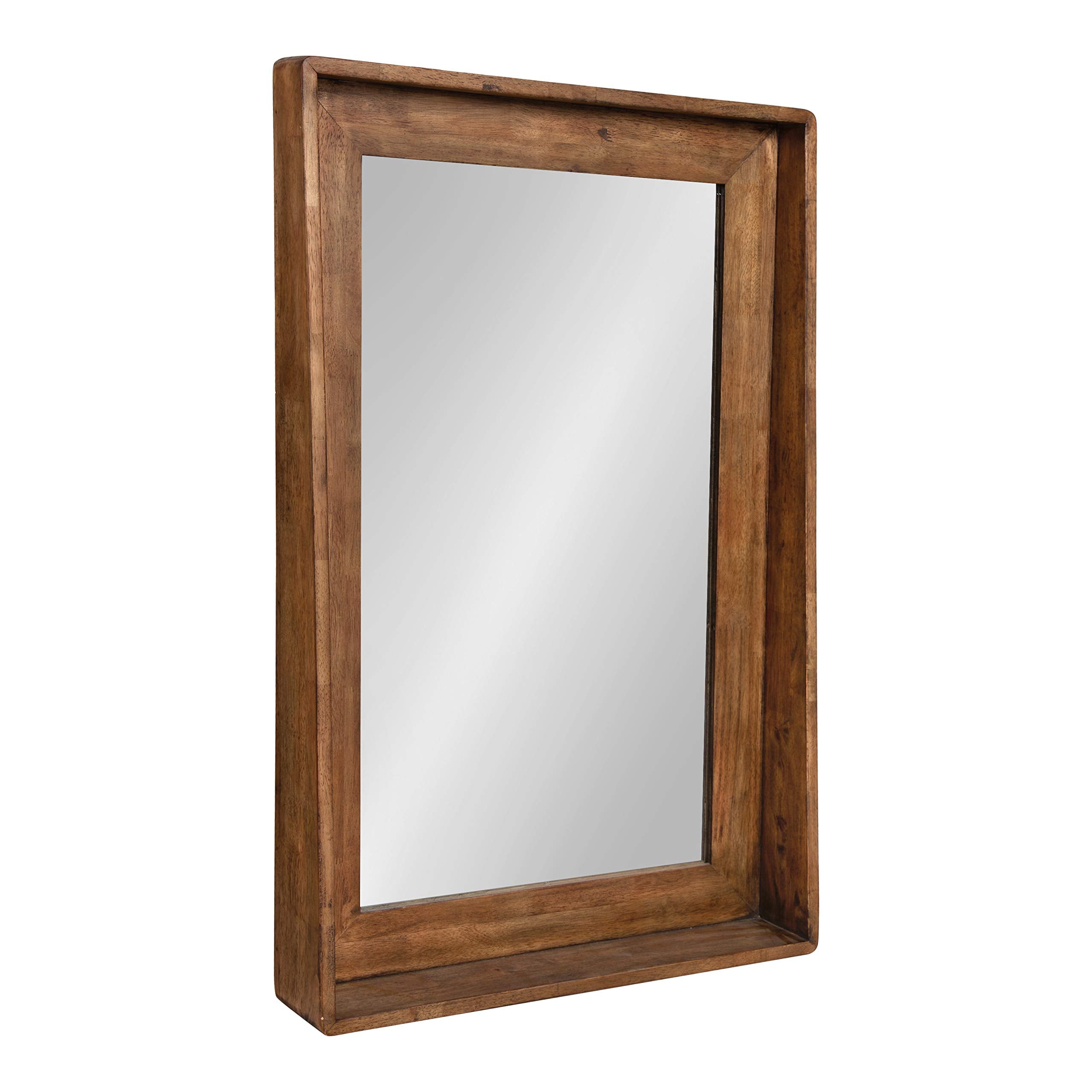 Basking Vertical Wood Wall Mirror  Warm Caramel Brown