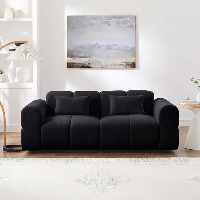 80" Modern Sofa Couch, Comfy Deep Seat Lambswool Cloud Sofa