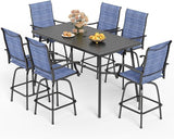 Patio Bar Set of 7 with 1 Heavy Duty Metal Slat Bar Table