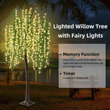 7FT Lighted Willow Tree,384 LED Light Up Weeping Willow Tree with 8 Modes & Timer,