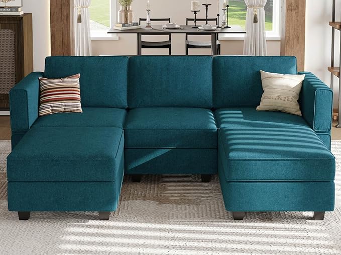 Modular Sectional Sofa Fabric U Shaped Couch Double Chaise Sectional Couch