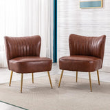 Modern Accent Chair Set of 2 Velvet Slipper Chair with Gold Legs Wingback Side