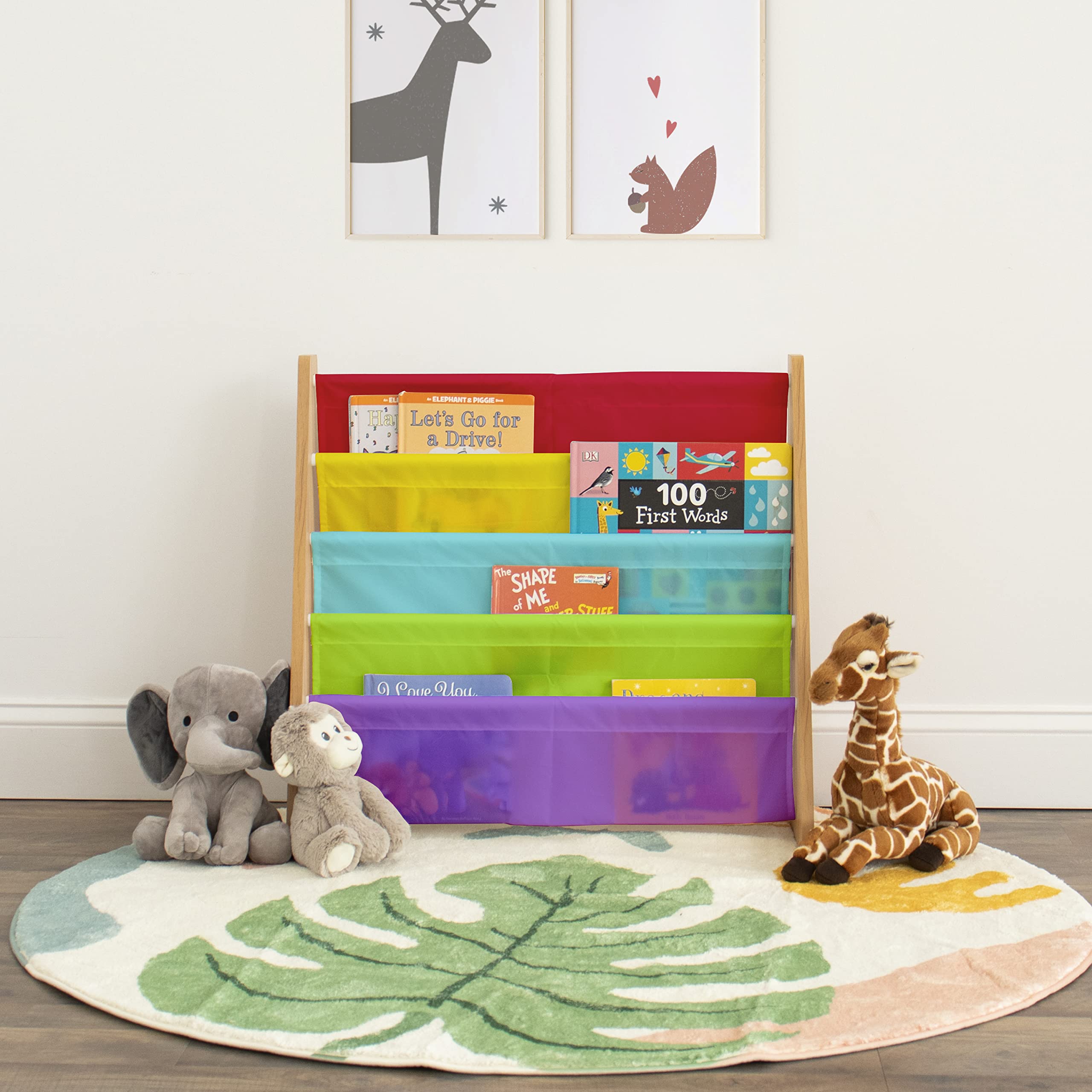 4-Tier Kids Bookshelf | Natural Wood & Storage for Toddlers & Kids