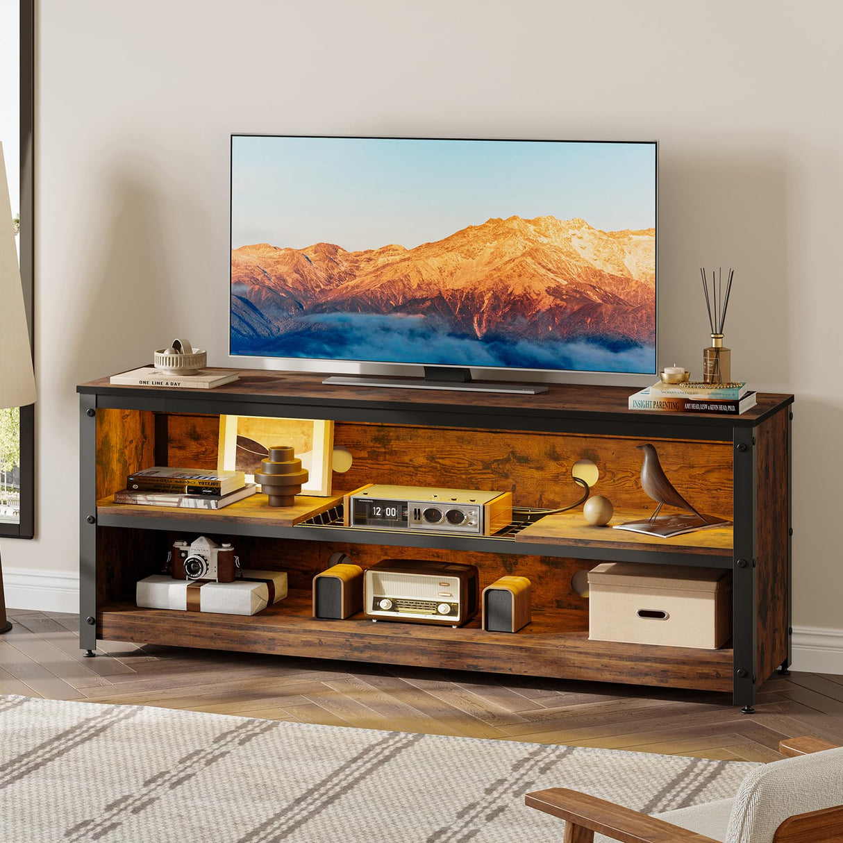 LED TV Stand for 55/60 Inch TVs, Gaming Entertainment Center