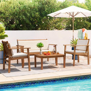 Outdoor Patio Furniture, 4 Piece Bistro Sofa Set with Coffee Table and Loveseat
