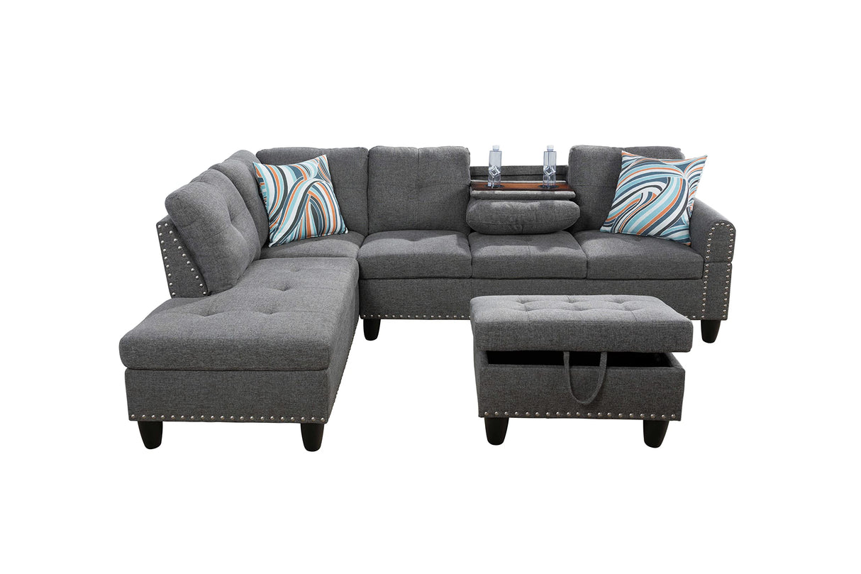 Living Room Furniture Sets,3-Piece Sectional Sofa Set with 2 Cup Holder