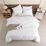 King Size Comforter Set White, 3 Pieces Seersucker Bedding Comforter Sets