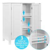 Bathroom Floor Storage Cabinet Free Standing Side Organizer, Tall Kitchen Pantry