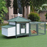 77" Wooden Chicken Coop with Nesting Box, Cute Outdoor Hen House