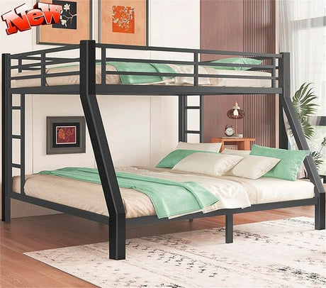 Upgraded Version Thicken Stronger Metal Full XL Over King Bunk Bed, Heavy-Duty Best Bunk Bed Full Over King Size