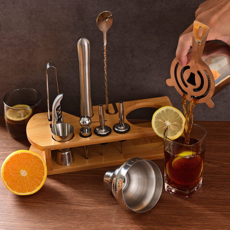 Cocktail Shaker Set Bartender Kit 12-Piece Bar Tool Set with Bamboo Stand Bar Set