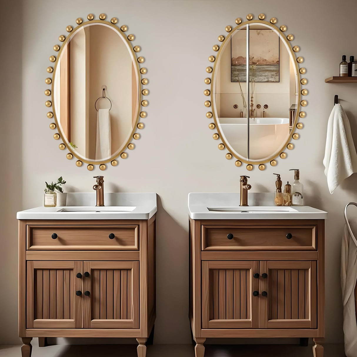 Antique Gold Oval Mirror with Beveled Glass - 24x36 Decorative Wall Mirror