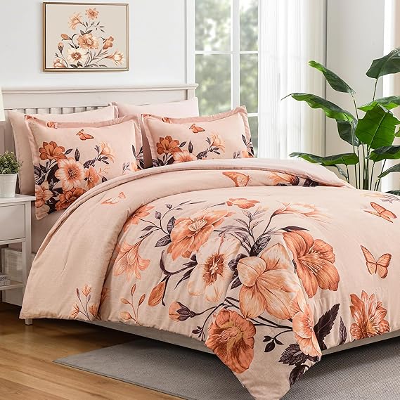 7-Piece King Comforter Set - Sage Green Floral