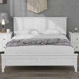 Modern Simple Solid Wood Platform Bed Wood Bed with Headboard White - Queen
