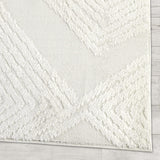 Palafito 8x10 Geometric Shag Diamond High-Low Pile Textured Indoor Area Rug (White