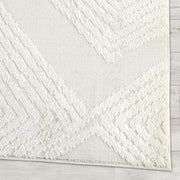 Palafito 8x10 Geometric Shag Diamond High-Low Pile Textured Indoor Area Rug (White