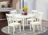 BOLG5-LWH-W 5 Piece Dining Table Set for 4 Includes a Round Kitchen Table and 4