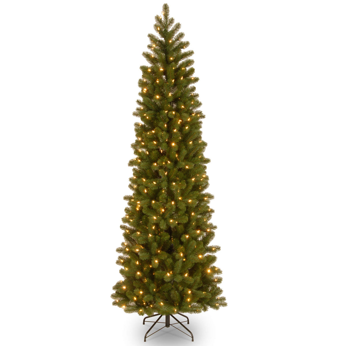 Pre-Lit 'Feel Real' Artificial Slim Downswept Christmas Tree, Green, Douglas Fir