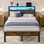 Full Platform Bed with LED Lights & Charging Station
