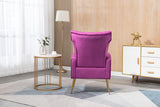 Modern Accent Velvet Chairs Comfy Upholstered Vanity Chairs for Bedroom Armchair Dining Chairs with Golden Metal Legs Desk Chair Single Person sofafor Living Room(Purple)