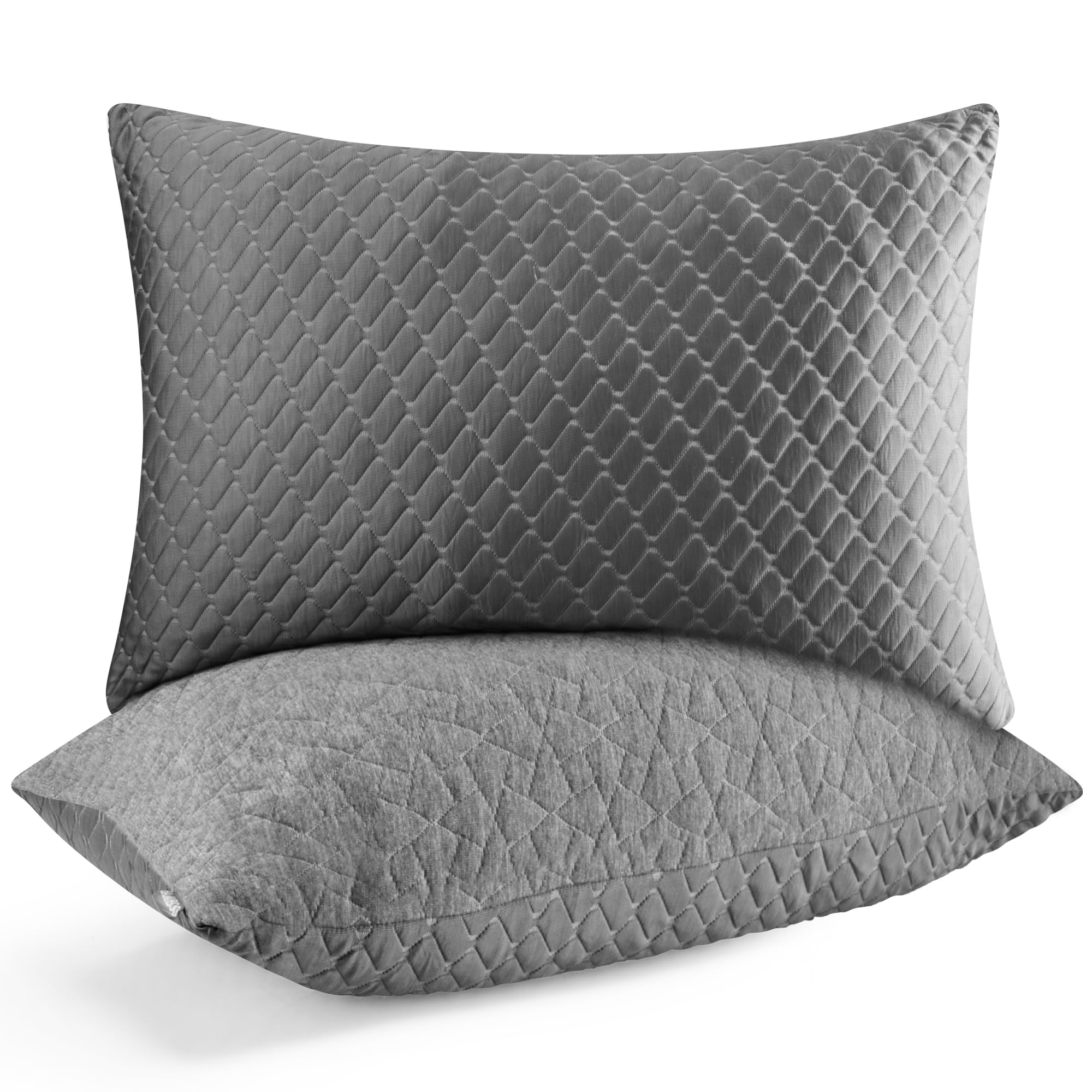 Memory Foam Pillows Queen Size Set of 2 Grey Color Cooling Pillows for Sleeping 2 Pack