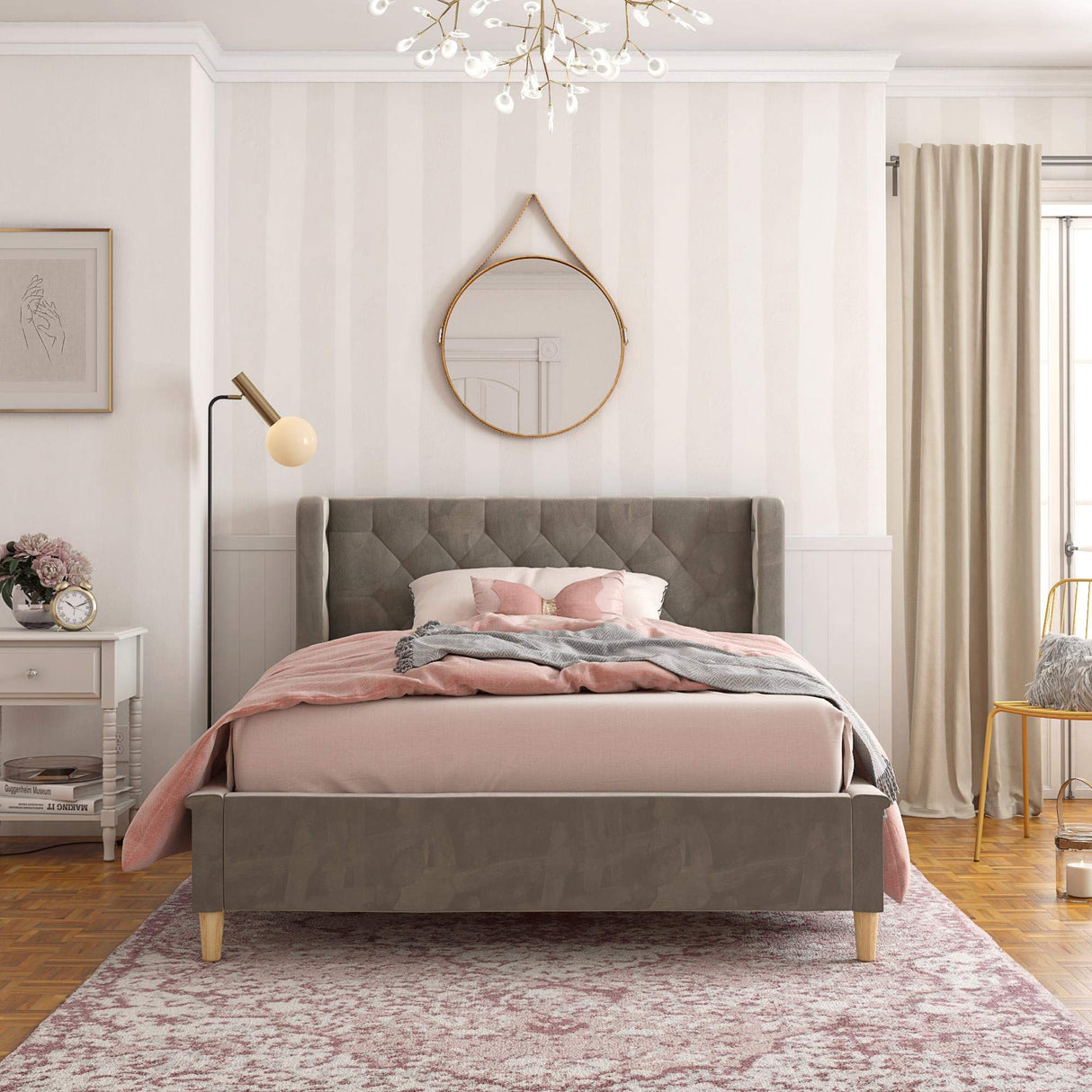 Monarch Hill Ambrosia Gray Full Size Upholstered Bed,