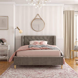 Monarch Hill Ambrosia Gray Full Size Upholstered Bed,