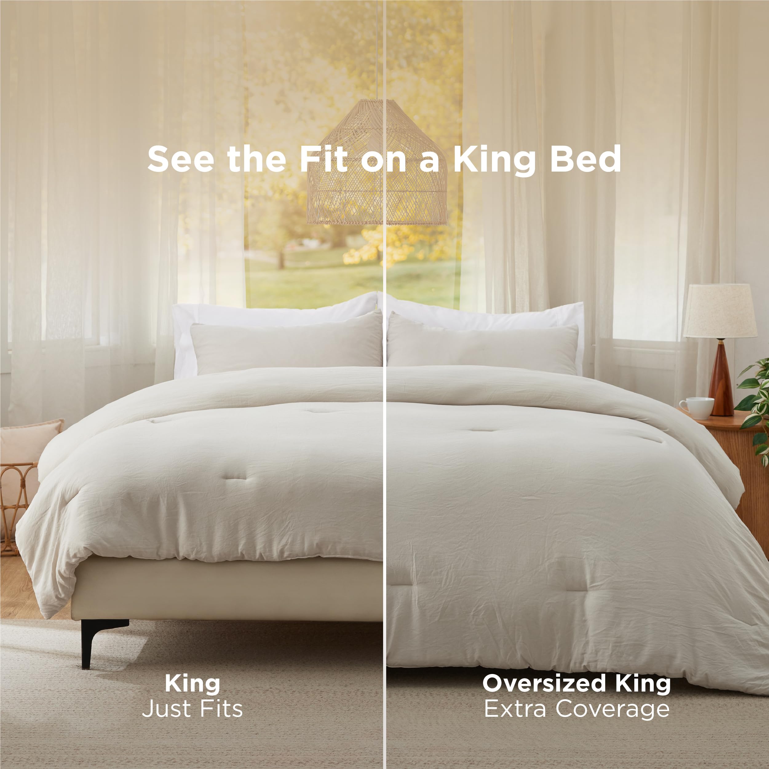 California King Comforter Set - Beige Prewashed Down Alternative Bedding (3-Piece)