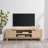 Tage Modern Pull-Open Door Low Stand for TVs up to 65 Inches, 58 Inch, Coastal Oak